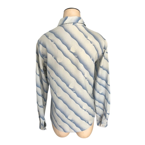 Vintage 1960s Misses' Mary Quant Londonpride Wool Cotton Wave Print Blouse // M - Picture 5 of 8